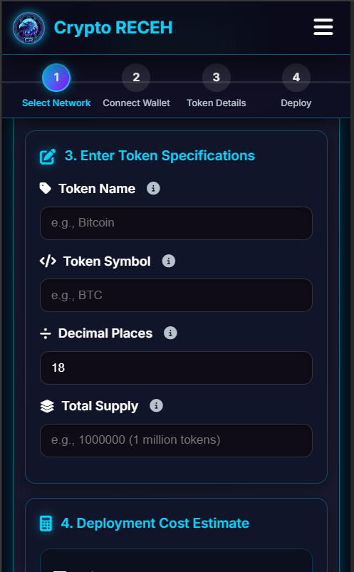 isi detail token yang ingin dibuat